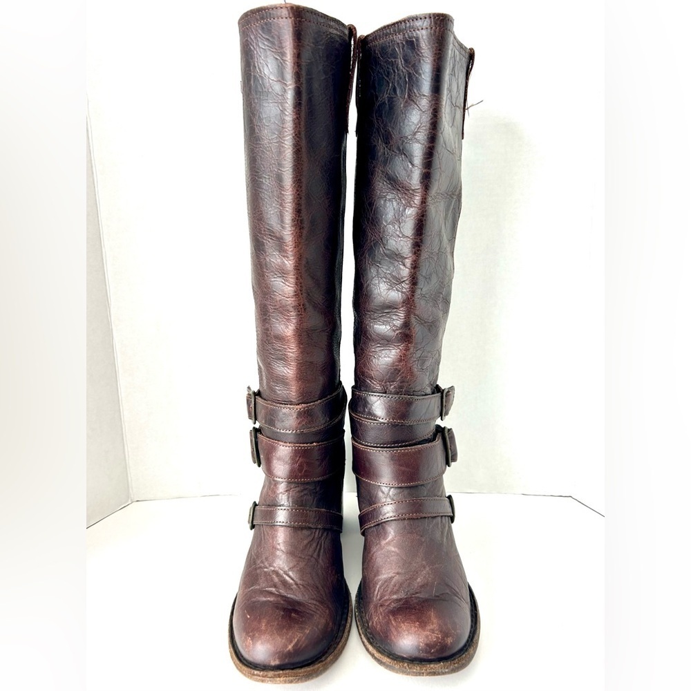Steve Madden Bruce Brown Leather Riding Boots Tall Heeled Size 9 - Picture 3 of 8